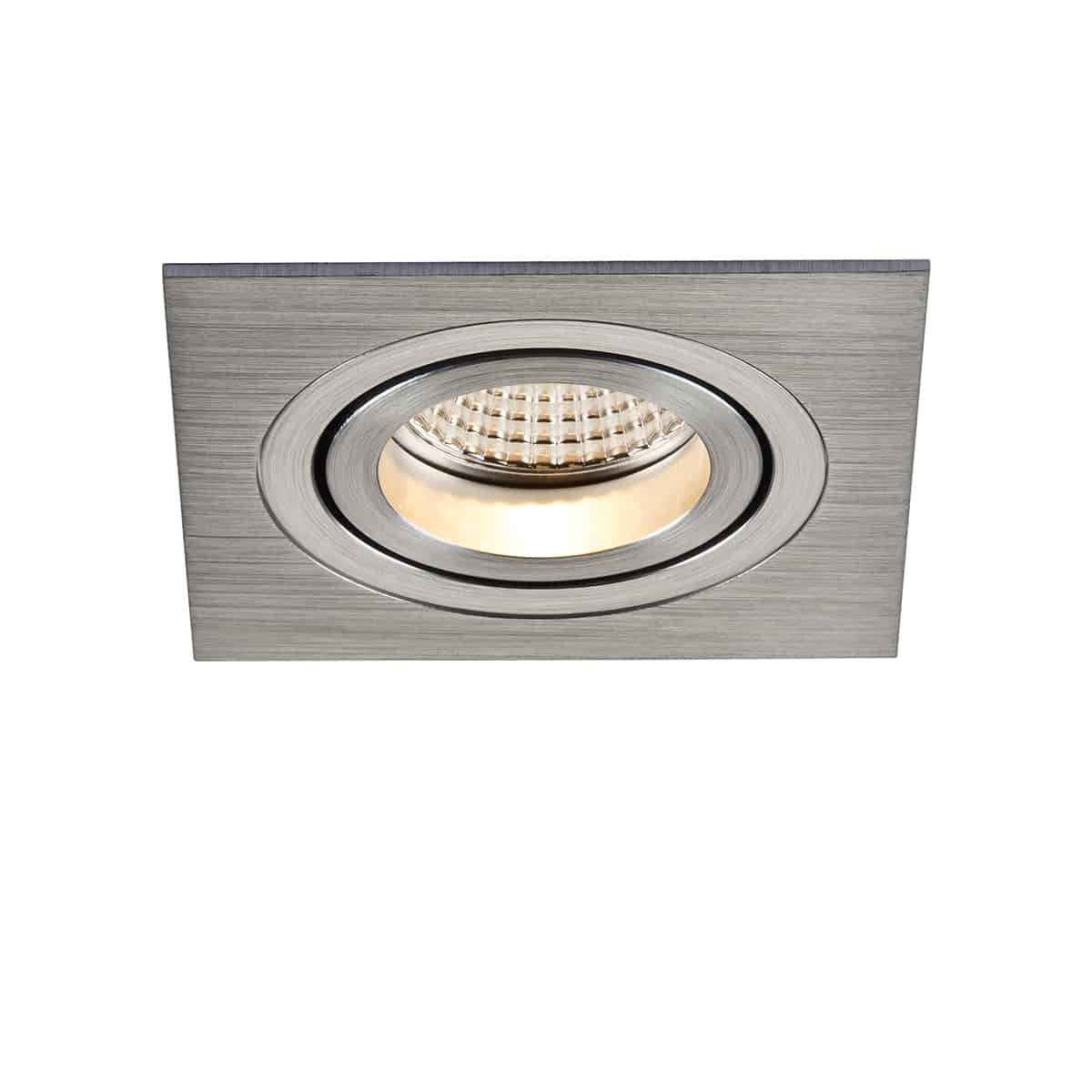 Einbau-Downlight Twist 80 Square Plan, mit RIDL 8 II, mit Spannfedern, DALI, alu-gebürstet, 38°, 2700 K